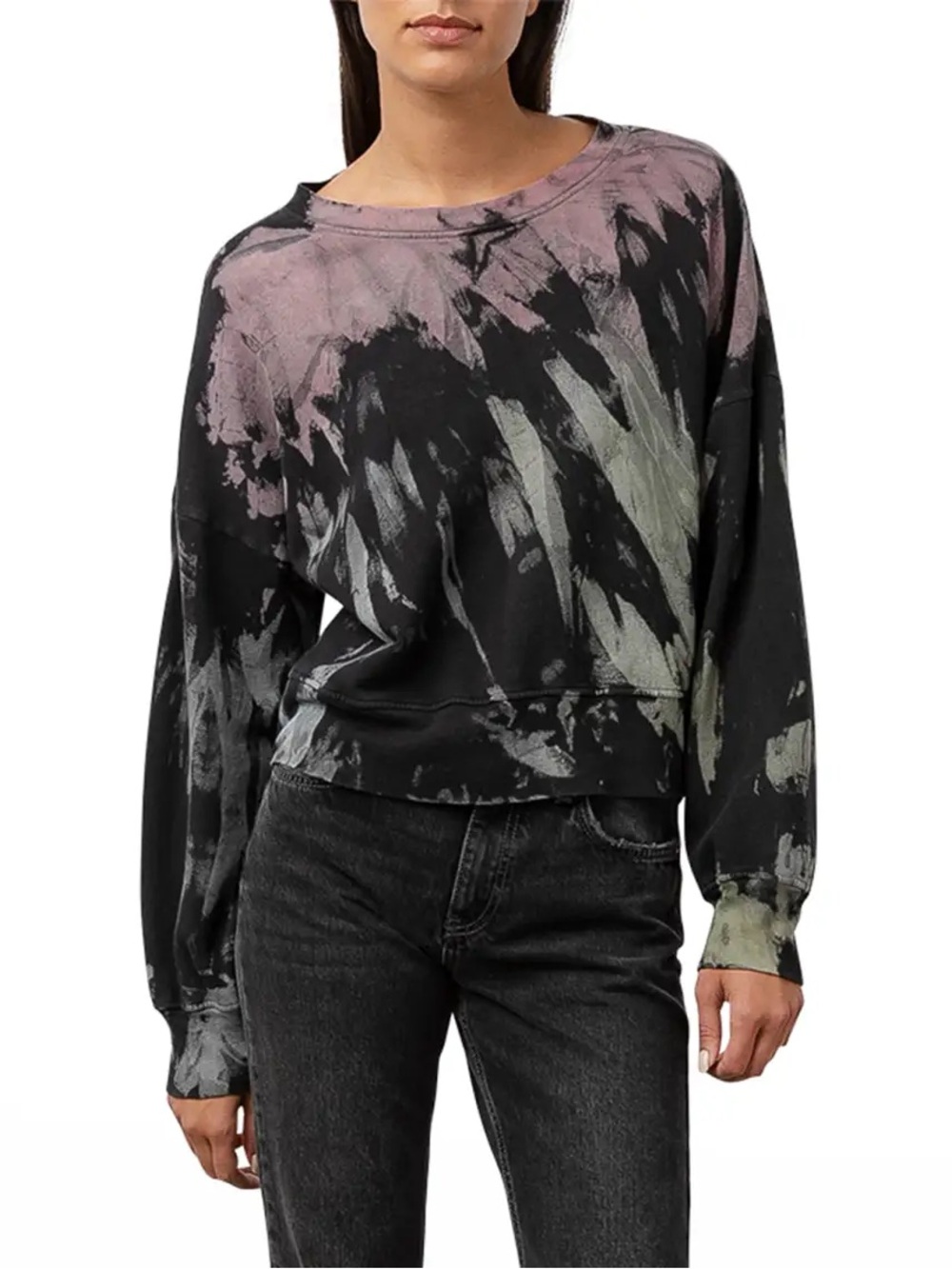 Rails Marlo Black Rainbow Tie Dye Side Zips Sweatshirt Long Sleeve Pullover